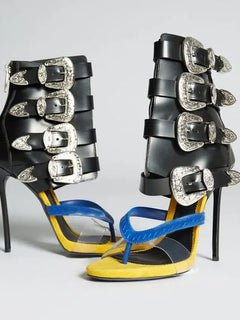 High heel sexy buckle belt women flip flops zipper modern sandal