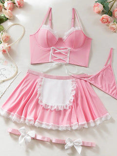 Women Transparent Bra And Panty Garter Underwear Set Hot Erotic Sexy Costumes Underwear Open Bra Thong Sexy Lingerie Sets