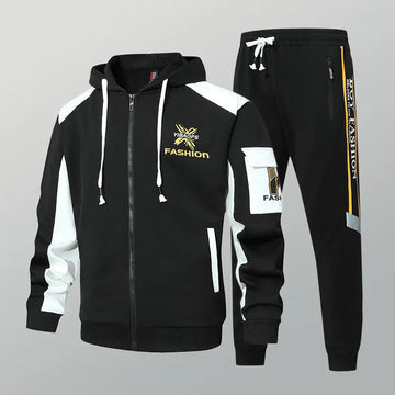New men's Zipper Cardigan, Pants, High-end Fashion Two-piece Set, Casual Sportswear, Spring and Autumn Printed Commuting Set PlatiNum