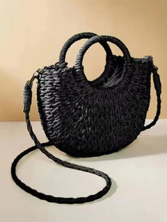 Yogodlns Borsa a tracolla intrecciata in rattan semicircolare fatta a mano Borse a tracolla a tracolla da donna estive Borsa da spiaggia piccola per ragazze Novità