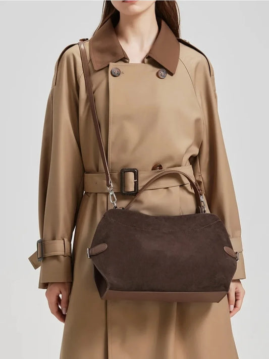 Women's Suede Cow Leather Luxury Shoulder Bags Female Soft Cowhide Durable Casual Crossbody Bag Ladies Fashion Classic Handbags