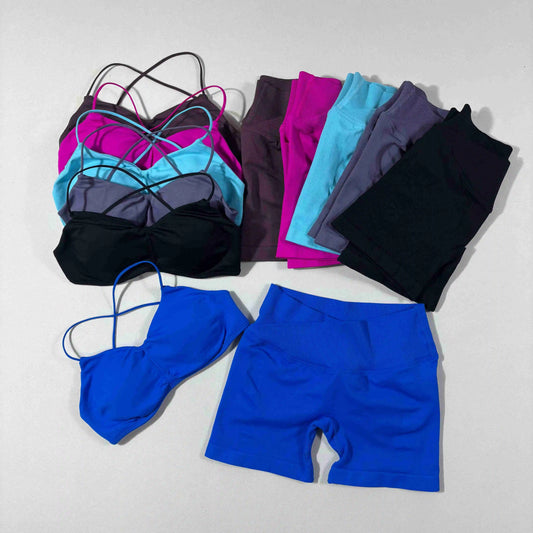 2PCS Women's High Stretch Gym Sportswear Impact Vision Shrug Sports Bra Shorts Set Comfortable Workout Yoga Active Wear Outfit