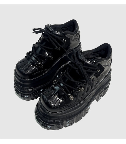 2025 Flame Babes Punk Wind Tank Muffin Women's Super High Heel Y2K Tide Match Handmade Platform Sneakers Shoes 12cm