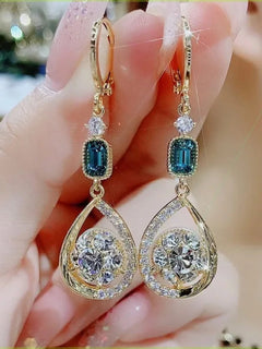 Korean Fashion Zircon Water Drop Earrings for Women Shiny Crystal Long Pendant Dangle Earring Girls Wedding Party Jewelry Gifts