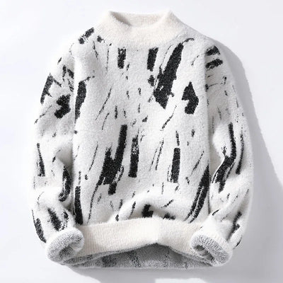 Autumn Winter Fashion Patchwork Knitted Sweater Men Youthful Vitality Streetwear Knit Pullovers Mens Slim Fit Y2K Sweater Tops