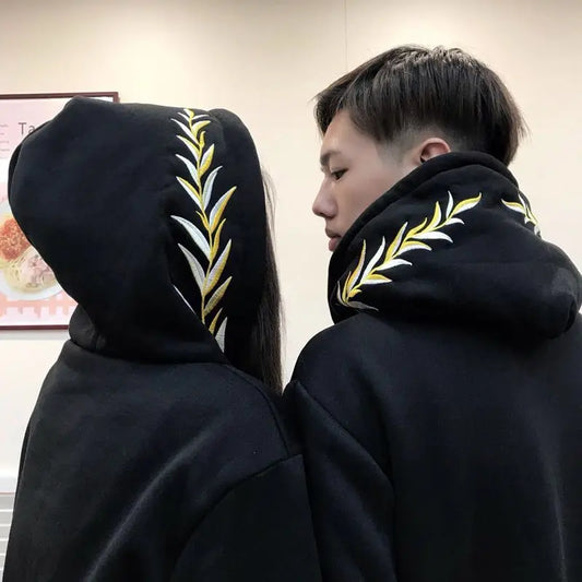 New Korean-style Printed Pullover Plus Velvet Thickened Hooded Sweatshirt for Women in Autumn and Winter