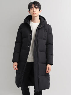 2024 Winter New Male and Female Couples Down Jacket Trend Casual Long Over The Knee Hooded Thickenin
