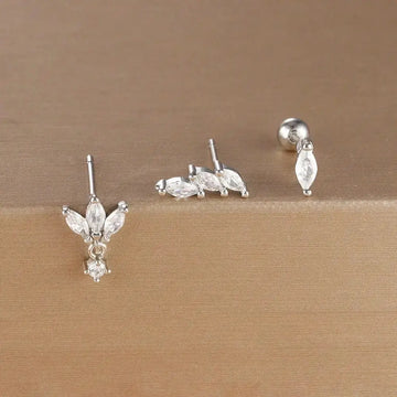 Set di orecchini a bottone con corona color oro in acciaio inossidabile da 3 pezzi per le donne Gioielli unici con orecchini a forma di occhio di cavallo in cristallo placcato oro 14 carati platinumshop