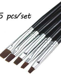 5PCS Kolinsky Flat Nail Art Brush Set Gradient Acrylic Nail UV Gel Builder Drawing Painting Pen Manicure Tool