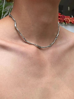 New Irregular Wave Shape Chain Men Necklace Advanced Sense Stainless Steel Figaro Cuban Chain Necklace For Men Women Jewelry
