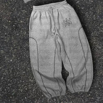 American Y2K Casual Zipper Hoodie Sweatpant Two Piece Set HipHop Oversized Embroidery Sweatshirts Men Women Casual Pants PlatiNum