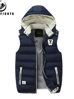 New Men Spring Sleeveless Warm Detachable Hooded Vest Jackets Men Autumn Solid Color Outdoors Windproof Casual Fashion Vest Male