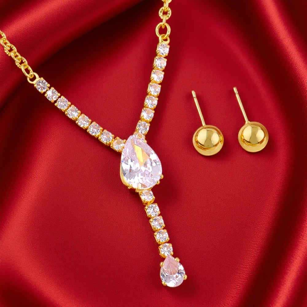 Collana con ciondolo zircone alla moda per donna Collana girocollo a catena Festa femminile Gioielli lucidi Regalo per matrimonio San Valentino