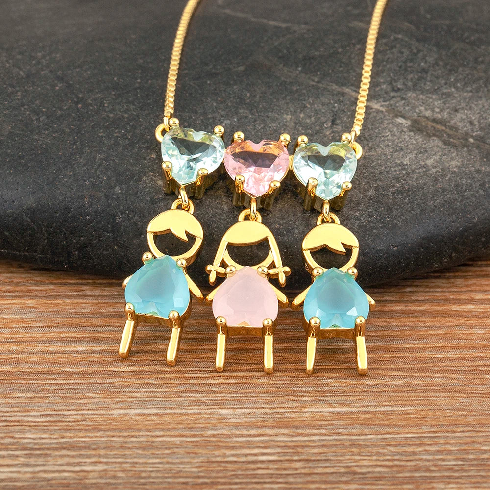 AIBEF Cuore Strass Ragazza e Ragazza Donna Ciondolo Collana Madre Cubic Zirconia Rame Dolce e Carino Gioielli Regalo di Fascino per Bambini