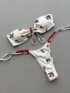 Micro Bikini 2026 Costume da Bagno Donna Nuova Stampa Bikini Halter Set Brasiliano Biquini Femminile Perizoma Abbigliamento da Spiaggia per Feste