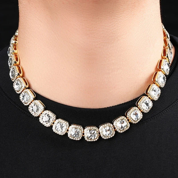 HNSP Bracciale con collana a catena di ghiaccio da 12 mm per uomo Donna Accessori per gioielli con catena da tennis Hip Hop