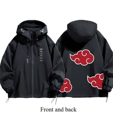 Naruto Shippuden Akatsuki Organization Cartoon Jacket 2D Student Couple Hooded Coat Jacket Top Anime Peripheral Wholesale