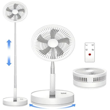 Ventilatore Portatile Pieghevole da 8000mAh, Ultra Silenzioso, Ricaricabile USB, Ventilatore da Tavolo/Scrivania, 20 Ore di Raffreddamento Senza Fili per Casa, Ufficio, Campeggio, Viaggi – Ventilatore da Terra Pieghevole Po