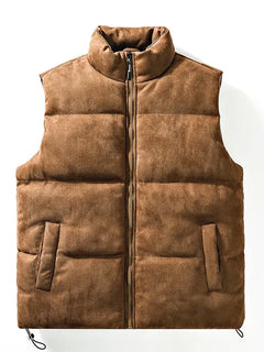 New Men's Versatile Loose Down Cotton Vest Youth Fashion Autumn Winter Thickened And Warm Standing Collar Cotton Coat Waistcoat