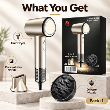 1600W High Speed Hair Dryer RH1886 BLDC Motor 200 Million Negative Ions 4 Heat Settings 2 Speeds Concentrator Diffuser