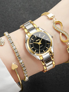 4 pezzi/set moda quadrante piccolo orologi da donna braccialetti da polso analogico al quarzo di lus