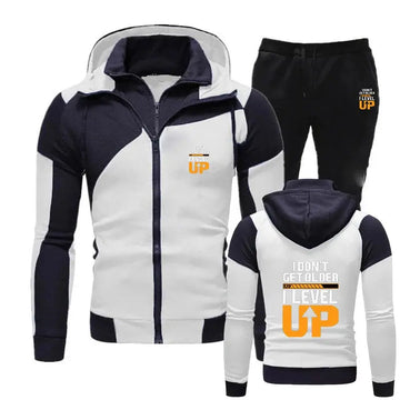 Premium Fabric Skin-Friendly Hooded Coat I Don't Get Older I Level up Street Popular Versatile Hoodies Pants Sports Suits PlatiNum