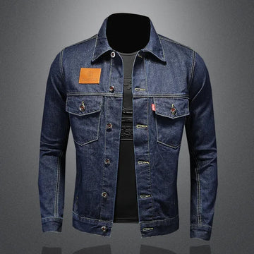 Men's High-Quality Dark Blue Casual Denim Coat Classic Fashion European Style Handsome M-4XL 2024 New