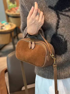 Damen-Umhängetasche aus echtem Wildleder und Rindsleder, weich, vielseitig, für Damen, modische Luxus-Designer-Handtasche