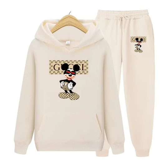 Autumn fashion brand outdoor Disney cartoon printed cotton men's sportswear hooded casual hip-hop men's clothing women's clothin