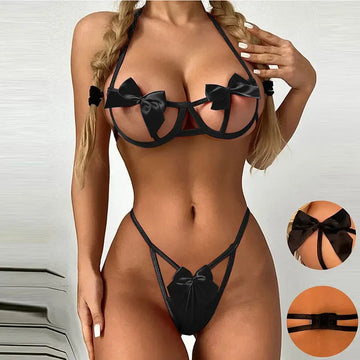 New Hot Erotic Lingerie Bra Panties Underwear Set Porno Sexy Lingerie Women's Underwear Set Sexy Lace Open Bra Panties Set
