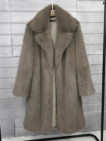 ZADORIN 100cm Long Fluffy White Black Faux Fur Coat Woman Clothing Winter Lapel Faux Fur Top Jackets for Women Jacket Outerwears