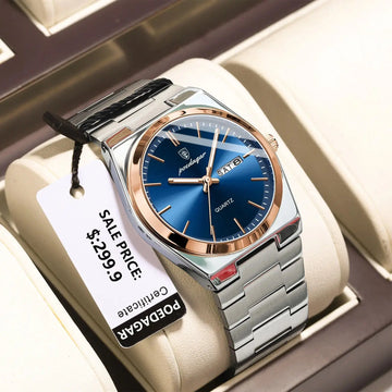 POEDAGAR Orologi da uomo di lusso Impermeabile luminoso Data Settimana Orologio da uomo in acciaio inossidabile Moda casual Orologio da polso da uomo al quarzo Reloj platinumshop