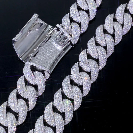 Accessorio Hip Hop Collana in oro rosa largo 22 mm Collana pesante alla moda fredda con zirconi in rame per uomini e donne