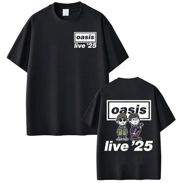 Rock Band O-Oasis Live 25 Tour T Shirt Uomo Donna Cartoon Vintage T-shirt oversize T-shirt a maniche corte in cotone di alta qualità