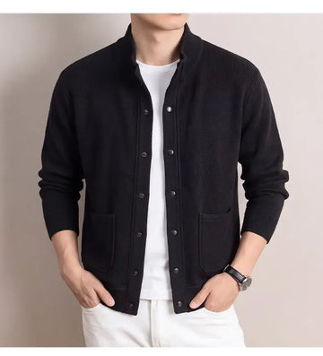 Open Front Knit Cardigan Men 2026 Long Sleeve Solid Casual Loose Fit Sweater Autumn Simple Style Lightweight Coat