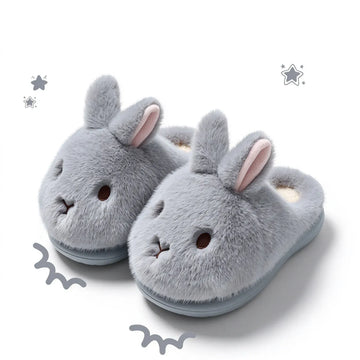 Women's Cute Rabbit Cotton Slippers Autumn and Winter Cartoon 3D Bunny with Plush Insulation, Thick Bottom, Home Plush Slippers