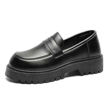 Mocassini STRONGSHEN scarpe da uomo in pelle con suola spessa scarpe da lavoro formali nere in stile britannico scarpe Casual Slip-On di lusso di moda
