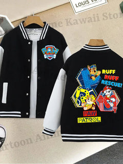 Paw Patrol Black Baseball Uniform for Children Anime Cartoon Cute Sports Jacket Children Autumn Winter Fashion Coat Kids Clothes