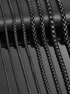 1 Piece 2mm/3mm/4mm/5mm Black Color Box Link Chain Classic Curb Necklace Stainless Steel Jewelry for