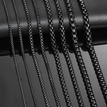 1 Piece 2mm/3mm/4mm/5mm Black Color Box Link Chain Classic Curb Necklace Stainless Steel Jewelry for Men Women PlatiNum