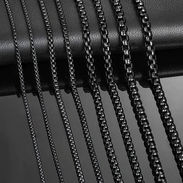1 Piece 2mm/3mm/4mm/5mm Black Color Box Link Chain Classic Curb Necklace Stainless Steel Jewelry for Men Women PlatiNum