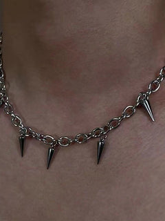 Stainless Steel Punk Aesthetic Stud Necklace Men Choker Cool Hip Hop Women Rivet Pendant Necklace Gothic Jewelry Gifts