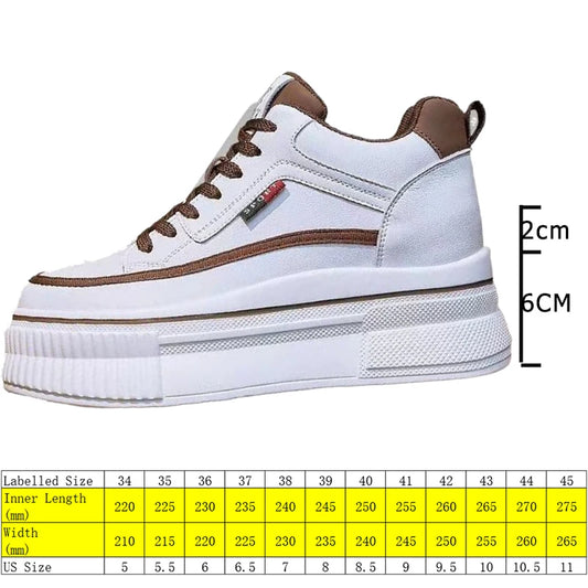 Fujin 8cm New Genuine Leather Platform Wedge Thick Sole Spring Autumn Hollow Winter Winter Chunky Sneaker Plush Vulcanize Shoes