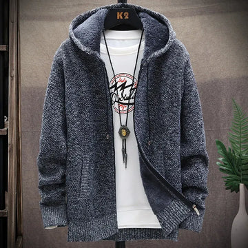 Autumn and Winter men's wool jacket new jacket plush thickened classic vintage cardigan Hoodie casual loose tops
