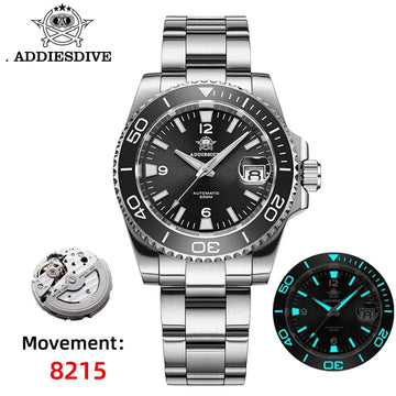 ADDIESDIVE Luxury Men's Automatic Watch with Sapphire Crystal Date Display 200m Water Resistance and BGW9 Luminous Dive Watch