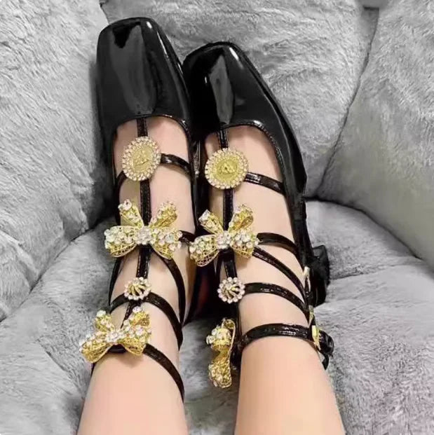 Sex Pointed Toe Bow-knot Female Pumps Crystal Fine Heels Women Sandals Buckle Strap Stiletto Lady Dress Shoes Zapatos Mujer