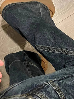 Y2K Spicy Girl Dark Series Jeans a gamba larga da donna New High Street Splicing Pantaloni svasati dimagranti a vita alta larghi