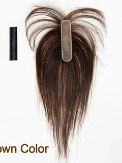 No Clip-in Real Human Hair Topper Weightless Black Air Bangs Cover Sparse Hair Seams Patches 2x9cm #3 Net Human Hair Pieces