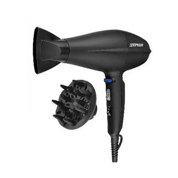 Zephir ZHB2002 Hair Dryer 2200W AC Motor Professional Blow Dryer with Diffuser & Styling Nozzle Black