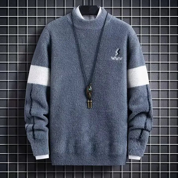 Men Winter Warm Black Sweater Pullovers Autumn High Quality Men's Rock Hip Hop Plush O Neck Top Men's Cloting New 2024